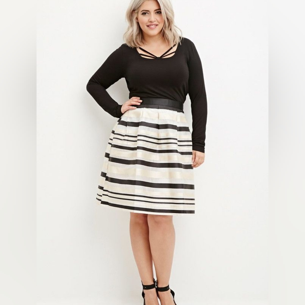 Forever 21 Plus Ribbon Striped Organza Skirt